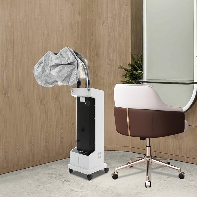 Professional Double-Barreled Hair Steamer with LED Display, 650W Vertical Micro Mist Hair Color Processor for SPA, Salon & Home, Hair Care Machine with Wheels, 5 Modes (White)