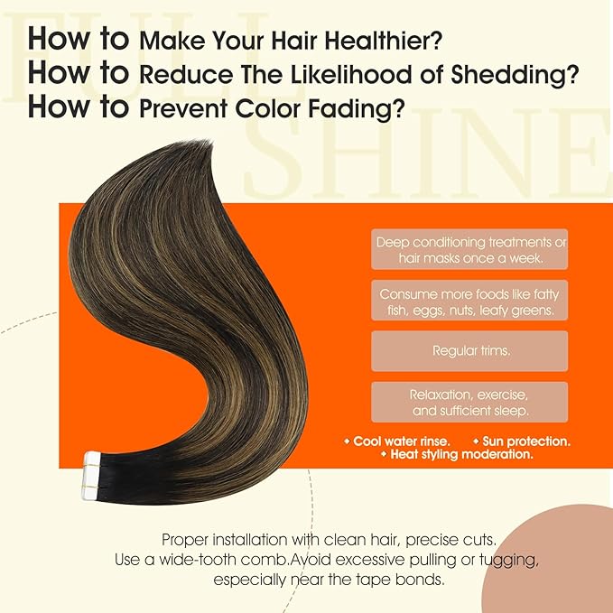 Full Shine Balayage Tape in Hair Extensions Human Hair Color 1B Black Ombre 6 Brown And Black Tape ins Human Hair Seamless Tape ins Human Hair Extensions 14 Inch Add Volume 50Gram 20Pcs Natural Hair