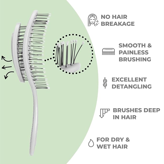 Ninabella Spiral Hairbrush - Detangle Hair Brush - For Brushing Wet or Blow Dry Hair - Detangler Vent Brush - Gray