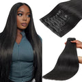 Lashey Seamless Clip in Hair Extensions Human Hair Extensions, 180g 9pcs Straight Natural Black Fuller Real Human Hair Clip in Extensions 20 Inch