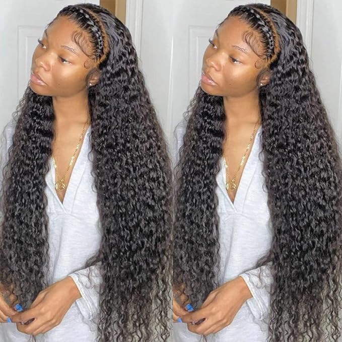 bangjazz 180% Density HD Lace Front Wigs Human Hair Deep Wave Wig 13x4 Lace Frontal Wigs Human Hair 24 Inch Curly Wigs for Black Women Pre Plucked Natural Hairline Natural Color