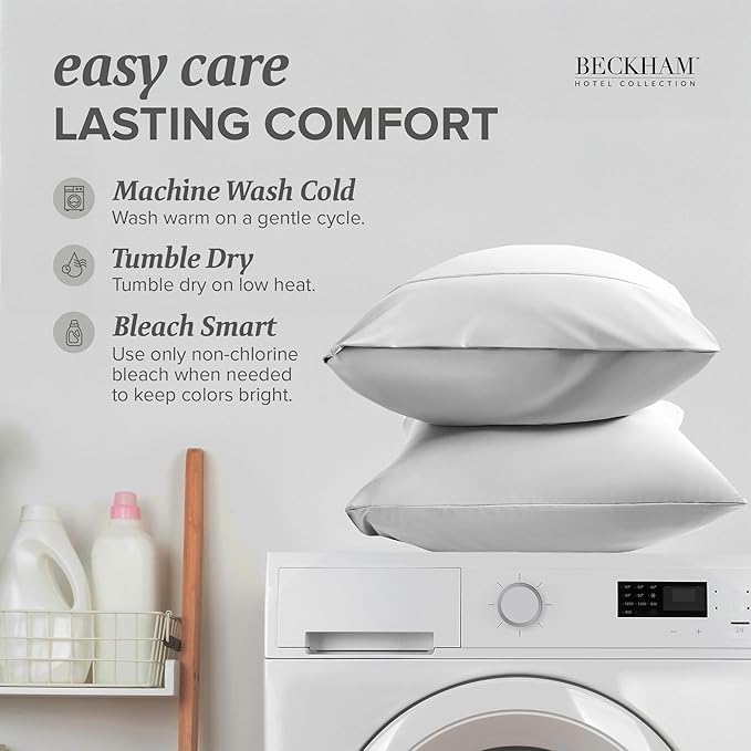 Beckham Hotel Collection Cooling Pillowcases for Hot Sleepers, Standard/Queen Size Set of 2, Cool Bedding, Envelope Closure, Silky Soft, Breathable, Moisture-Wicking, White