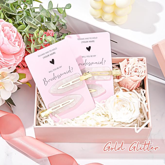 20PCS Bridesmaid Hair Clips - No Bend, Creaseless White Hair Clips for Bride, Women & Girls (20Pcs/10Cards)