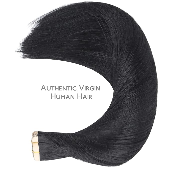 WENNALIFE Tape in Hair Extensions Human Hair, 20pcs 30g 10inch Jet Black Remy Hair Extensions Straight