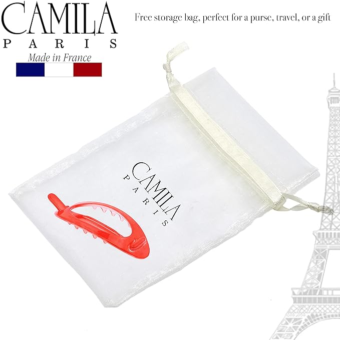 Camila Paris CP3120 French Hair Barrette Clip, Flexible Ponytail Holder No Metal Parts, Strong Hold Grip Hair Clips for Women, No Slip and Durable Styling Girls Hair Accessories, Made in France