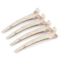 AIMIKE 4.8" Shell Pattern Clips for Styling – Built-In Silicone Band Duckbill Hair Clips, No-Crease Non-Slip Sectioning Clips for Thick, Curly Hair, Ideal for Makeup, Hairstyling & Rollers, 4-Pack