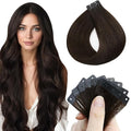 Full Shine Brown Tape in Hair Extensions Human Hair Color Dark Brown Seamless Glueless Remy Human Hair Extensions with Holes Skin Weft 20Inch 20PCS 50G Soft Remy Hair Extensions Tape ins