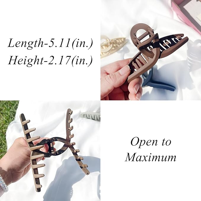 Big Hair Claw Clips Large Matte Butterfly Hair Clips 5.1" Oversize Hair Clip for Long Thick Hair Barrette Accessories for Women's and Girl's 4 PCS