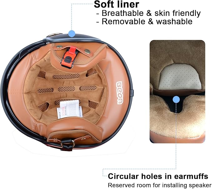Open Face Motorcycle Helmet for Adults, DOT Approved,3/4 Retro Vespa Helmet, Dual Visors Men's and Women's Motorbike Casco for Moped Cruiser Bobber and Chopper