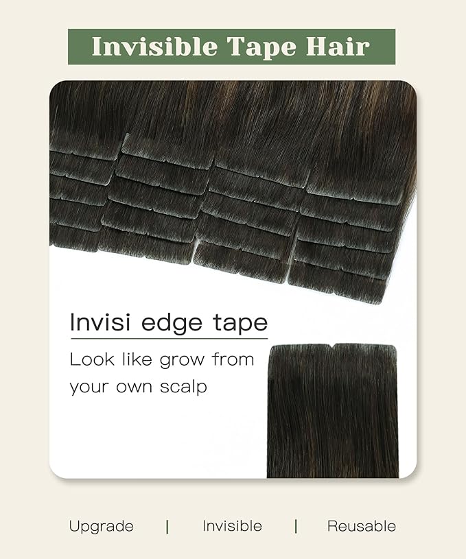 SURNEL Injected Tape in Hair Extensions Balayage Dark Brown to Dirty Blonde Seamless Remy Invisible Tape in Extensions Human Hair 14inch 20 Pcs 30g(#2618,14)