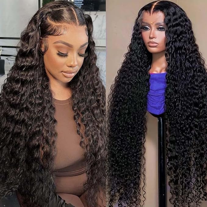 13x6 Deep Wave Lace Front Wigs Human Hair 200% Density HD Lace Front Wigs Human Hair Pre Plucked Natural Color Glueless Wig 100% Virgin Lace Front Wigs for Women（20inch）