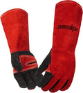 Gloves Fire Heat Resistant: 16IN 932°F Fireproof Leather for Welding Fire Pit Wood Stove Campfire Furnace BBQ Baking,Grill Oven Stick Mig Tig Gear Gift for Man XL
