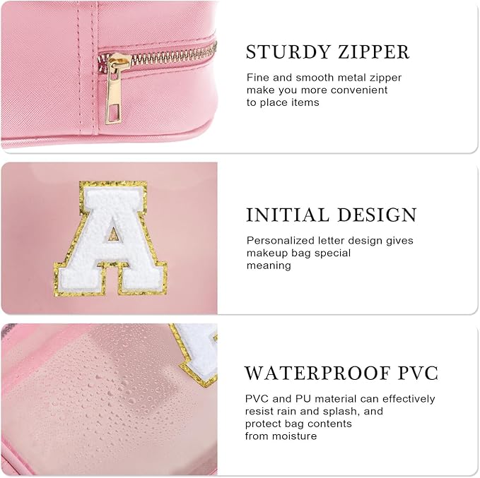 YOOLIFE Christmas Gifts for Grandkids Teacher Gift Travel Toiletry Bag Clear Makeup Bag Travel Essentials Christmas Gifts for Girls Teen Girlfriend Kids Birthday Gift Stocking Stuffers Pink M