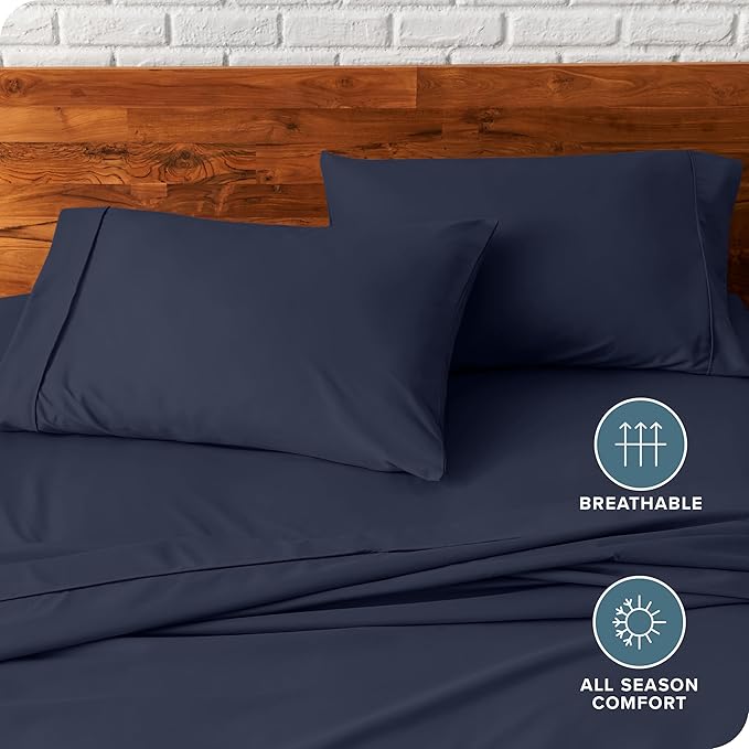 Bare Home Premium 1800 Ultra-Soft Microfiber Pillowcase Set - Double Brushed - Hypoallergenic - Wrinkle Resistant (Standard Pillowcase Set of 2, Midnight Blue)