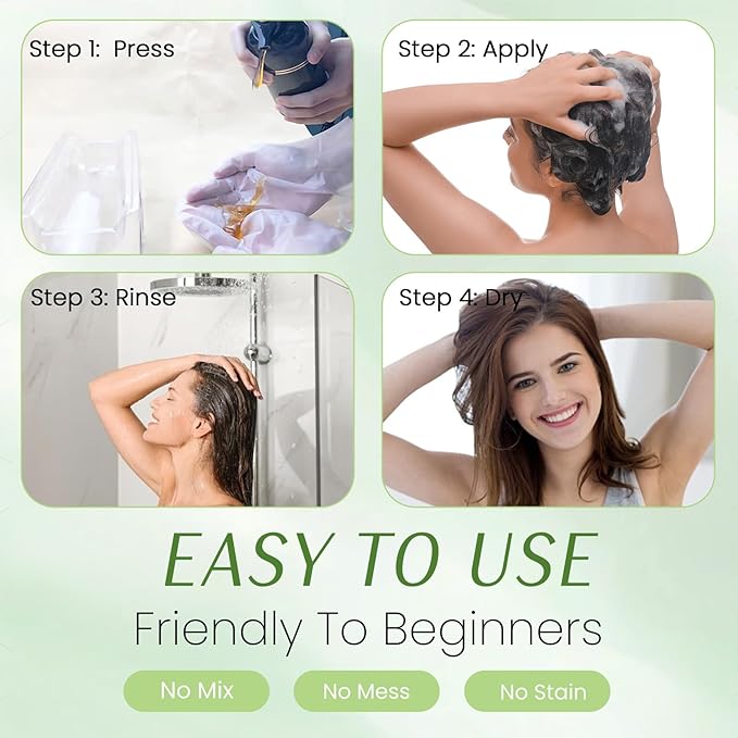 Dark Brown Hair Dye Shampoo 3 in 1, Instant Natural Hair Color Shampoo for Women Men 100% Gray Hair Coverage Champu Para Canas Mujer, Lasting 3-4 Weeks & Easy to Use & All Hair Types, 500ml