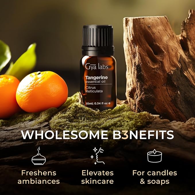 Gya Labs Tangerine Essential Oil - 0.34 Fl Oz - for Hair, Skin, Diffuser, Aromatherapy & DIY Candle Making Scent