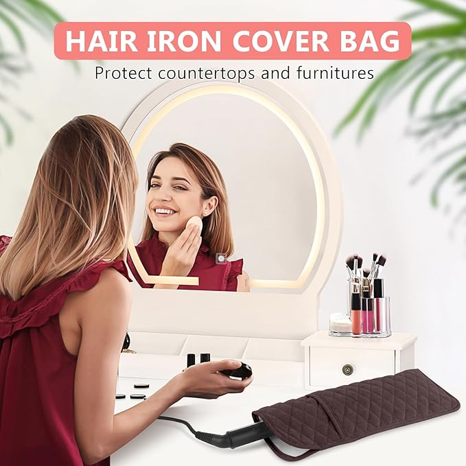 Heat Resistant Hair Tools Organizer Bag Portable Travel Storage Cover Pouch for Hair Straighteners, Curling Irons, Flat Irons and Hot Styling Tools(13.8" x 5.5")