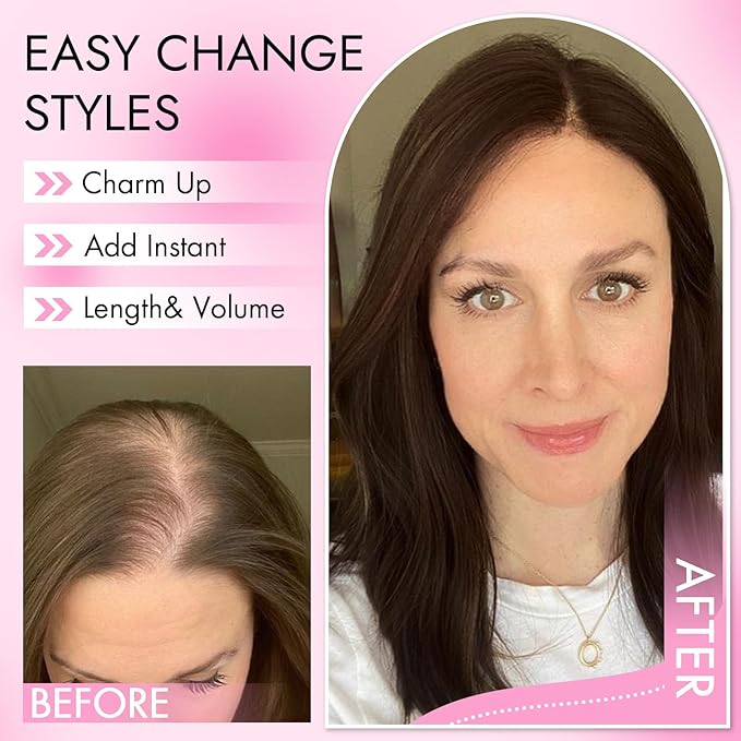 Isaic 24 Inch Synthetic Hair Toppers for Women with Thinning Hair, Clip In Crown Topper Hair Extensions with Adjustable Bandage, Layered Wiglet for Natural Coverage (Copper)