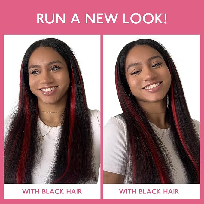 WENNALIFE Red Clip in Hair Extensions Real Human Hair 35g 6pcs 24 Inch Colored Hair Extensions for Kids Women Colorful Hair Pieces Pop-up Style Straight Extensiones De Cabello Humano Con Clip