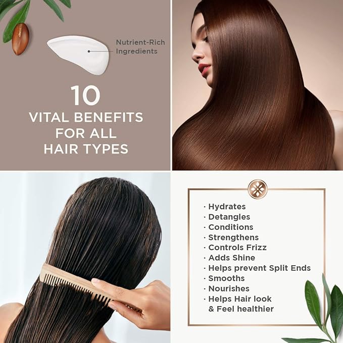 Argan Magic 10 in 1 Hair Treatment & Stylizing Multipurpose Leave in Spray for all Hair Types | Made in USA | Paraben Free | Cruelty Free (8 oz)