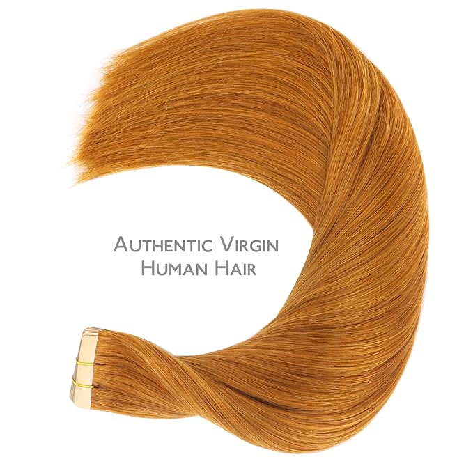 WENNALIFE Tape in Hair Extensions Human Hair, 20pcs 50g 22 inch Auburn Ginger Remy Hair Extensions Straight Human Hair Tape in Extensions Skin Weft Tape Extensions Human Hair