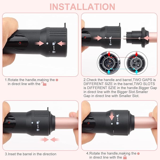 Wand Curling Iron Hair Crimper, Emocci Pro Large 3 Barrel (0.35"-1.25" Ceramic Barrel) Hair Crimper for Women Beach Waves Instant Heat Hair Waver Set for Long Hair Curlers 5-in-1 Curling Wand Set