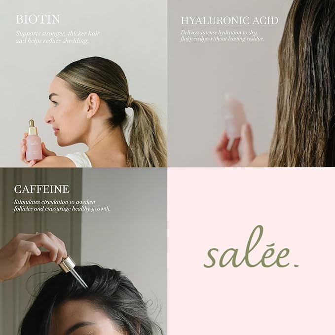 Salee- Dry Scalp Serum Nourishing & Moisturizing | Copper Peptides, Biotin, Caffeine For Thinning Hair, Reduce Shedding, Hydrate, Stimulate Hyaluronic Acid