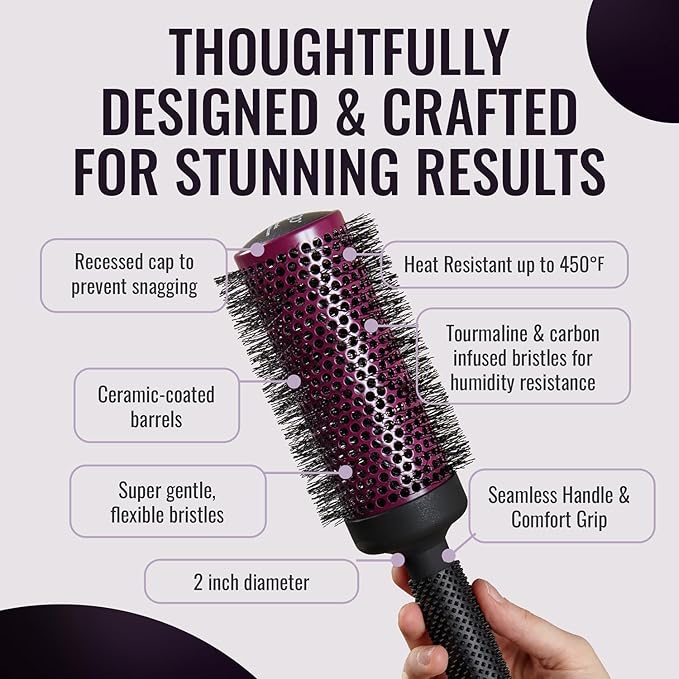 ERGO Super Gentle Round Brush for Blow Out - Salon Quality Hair Styling for Women - Roller for Wet and Dry Hair - Volumizing Care Blowout - ERG53: 2"