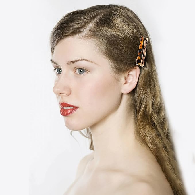 Cobahom 12Pcs Leopard Print Hair Clips Resin Barrettes Tortoise Shell Hair Clip Duckbill Clips for Women Hair Accessories (6 Deep Pattern + 6 Light Pattern)
