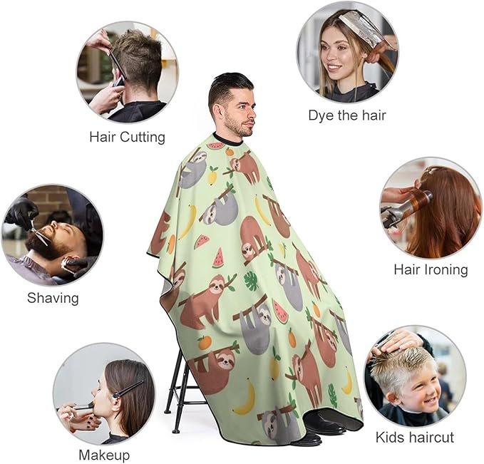 Men Women Adults Watermelon Orange Sloth Hair Cutting Cape, Lightweight Haircut Apron for Styling Hair Cut Hairdresser, Haircut Tools