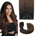 Pro2.0 Remy Clip in Extensions Real Human Hair Color #1BT4 Natural Black Fading to Middle Brown Remy Clip in Hair Extensions Real Human Hair 18inch 120g Thick 7pcs Double Weft（#1BT4-18inch）