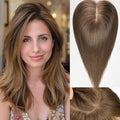 starluck Human Hair Toppers for Women with Thinning Hair, 10 Inch Real Hair Topper, 5.5x3.5 Inch Silk-like Skin Base Hairpiece, With Bangs (Brown)
