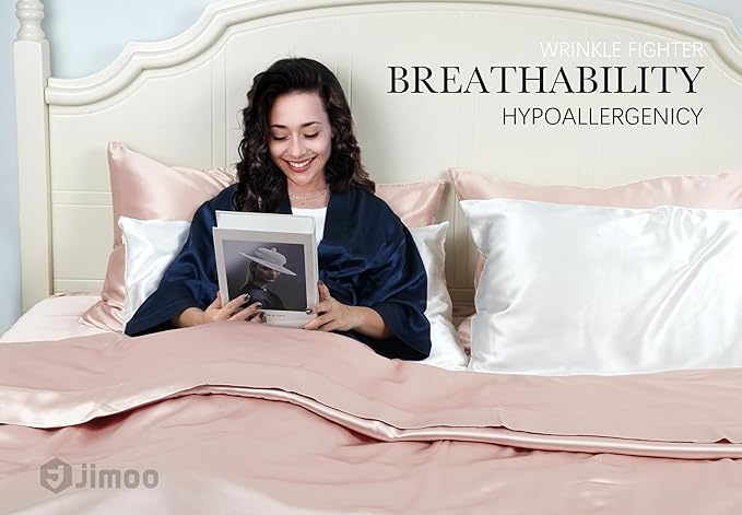 100% Mulberry Silk Pillowcase for Hair and Skin, 22 Momme Pure Natural Silk Pillow Case Both Sided with Zipper, Pillow Cover for Women Mom Men (Light Pink, King 20''×36'', 1 Pack)