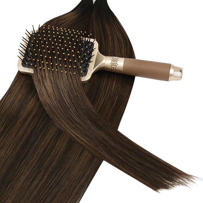 YoungSee Utip Hair Extensions Human Hair Balayage U Tip Hair Extensions Dark Brown with Medium Brown K-Tip Hair Extension Human Hair Ombre 14Inch for Short Hair 50s/50G