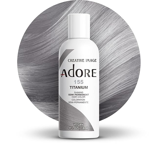 Adore Semi Permanent Hair Color (155 Titanium) | Vegan & Cruelty-Free Gray Hair Dye | No Ammonia, No Peroxide, No Alcohol | 4 Fl Oz (Pack of 1)