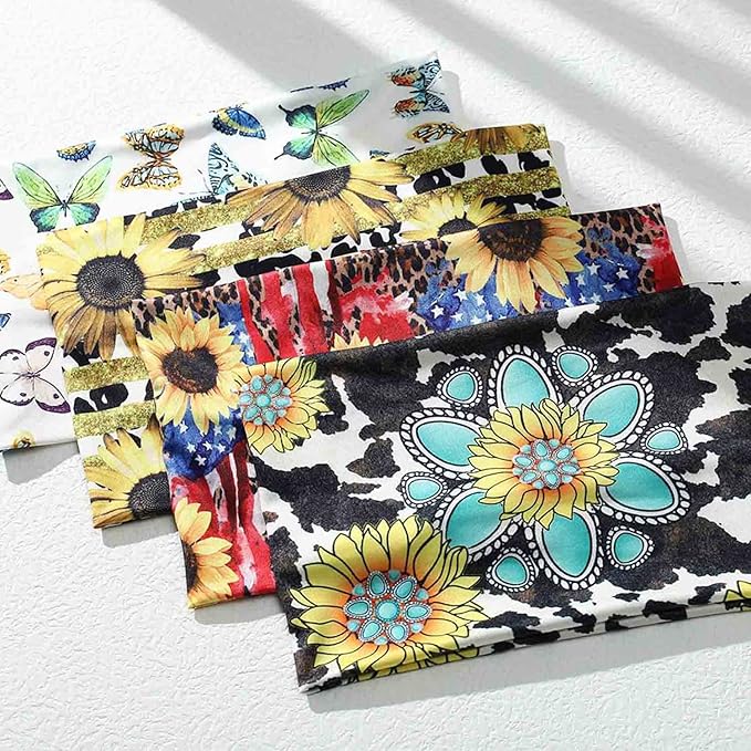 Olbye Wide Boho Headbands Turban Elastic Hairbands Nonslip Floral Bandana Workout Yoga Hair Scarfs Running Sweatband African Head Wraps Bohemian Hair Accessories for Women (F- Flower)