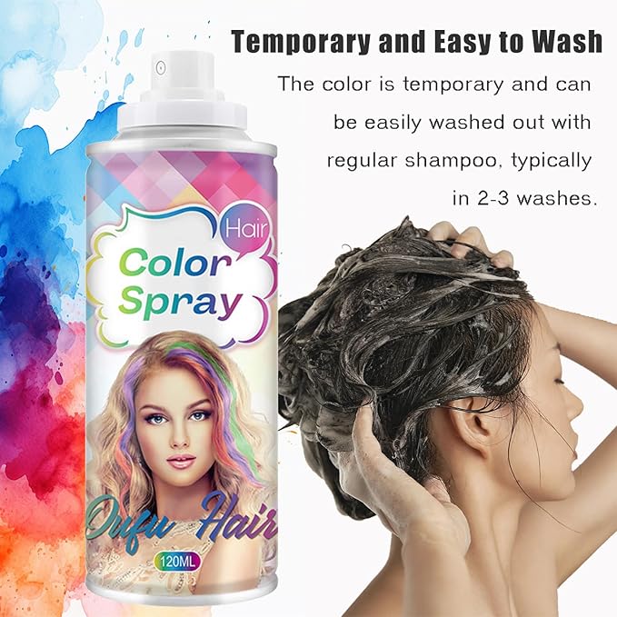 Temporary Hair Color Spray, Gray Hair Dye Pomades for Kids and Women-Perfect for Cosplay, Christmas, and Halloween Parties, Natural Washable Quick-Drying, One-Time Use in one wash (Gray, 120ml)