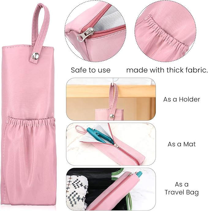Hot Iron Holder Mat with Comb Hair Tool Organizer Heat Resistant Bag Hanging Curling Iron Flat Holder with Zip Hair Straightener Mat Pouch Portable Hot Hairs Tool Travel Bag for Curling Flat Irons
