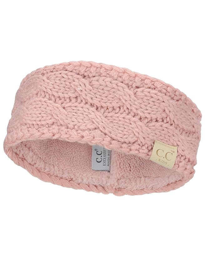 C.C Children's Kids' Winter Warm Cable Knit Fuzzy Lined Ear Warmer Headband