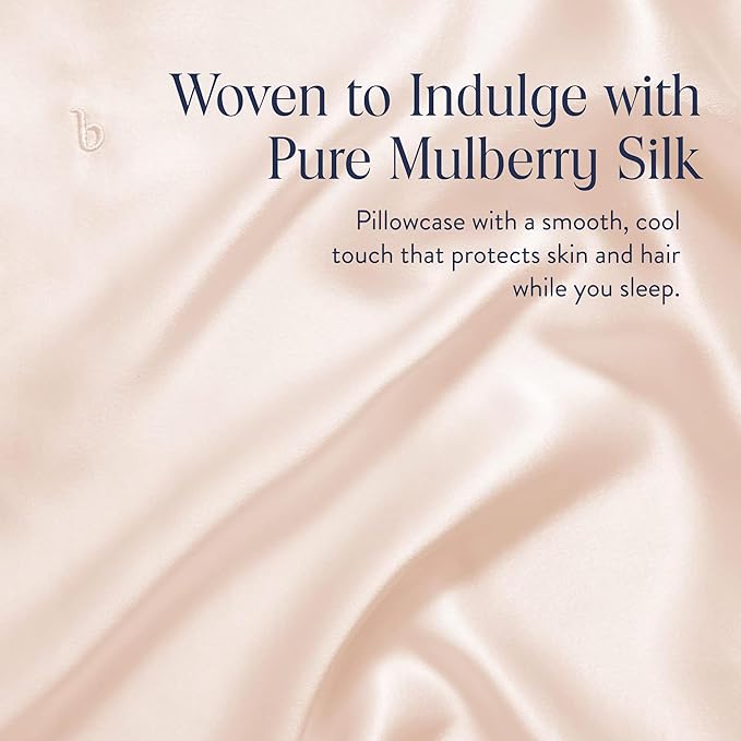 Brooklinen Mulberry Silk Pillowcase – 100% Pure Silk Pillow Case, Soft & Durable, Anti-Friction Comfort, Hight Quality Smooth Texture – Machine Washable & Breathable – King Size (Blush)