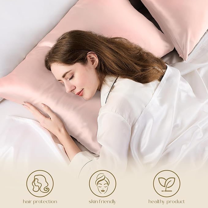 ZIMASILK 100% Pure Mulberry Silk Pillowcase for Hair and Skin Health,Soft and Smooth,Both Sides Premium Grade 6A Silk,600 Thread Count,with Hidden Zipper,1pc (Queen 20''x30'',Pink)