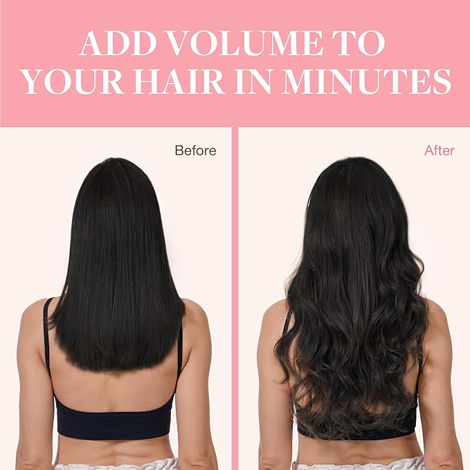 GOO GOO Clip in Hair Extensions Real Human Hair, Remy Human Hair Extensions Clip ins for Women, Natural Human Hair, 26inch 135g 7Pcs, 1B Natural black