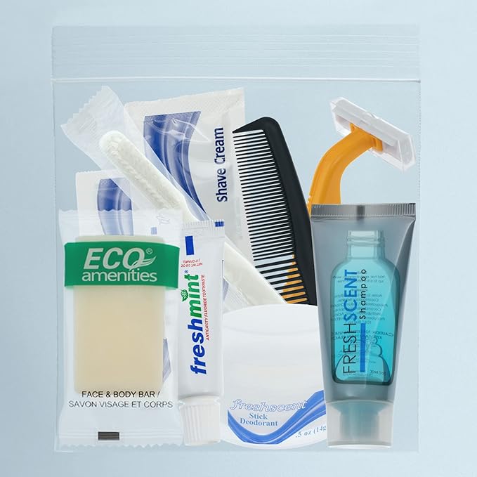 Moda West 96 Kits - Bulk Case of Wholesale Deluxe Toiletries for Men, Women, Travel, Charity, Homeless Shelters, 96 Disposable Hygiene Kits, Perfect for Hotels, Emergency Prep, and Donations