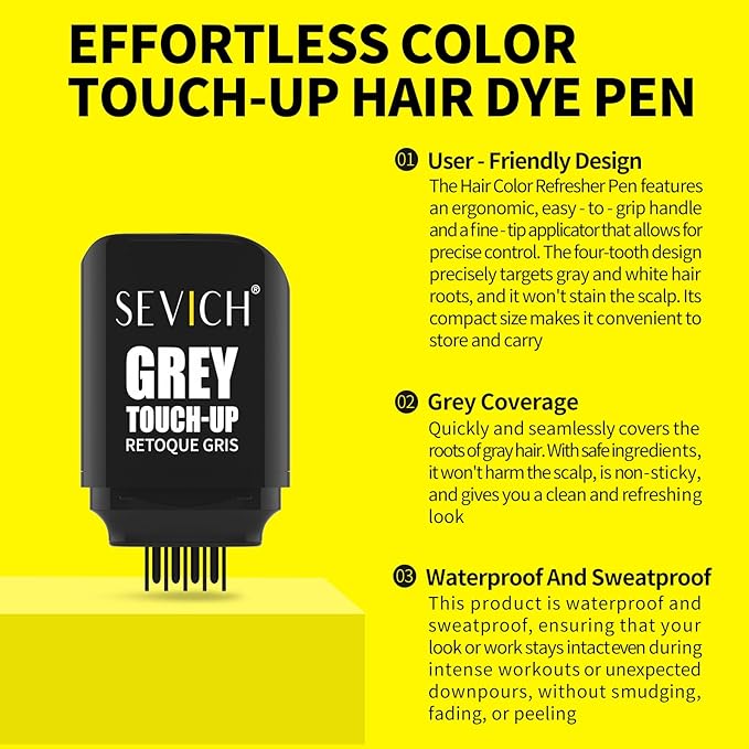 SEVICH Hair Color Stick For Gray Roots- Instantly Cover Grey Hair Dye Comb,Four Toothed Comb Design for Sparse Hairlines Coverage, Contains Natural Plant Extracts,for Men and Women,15g(Dark Brown)
