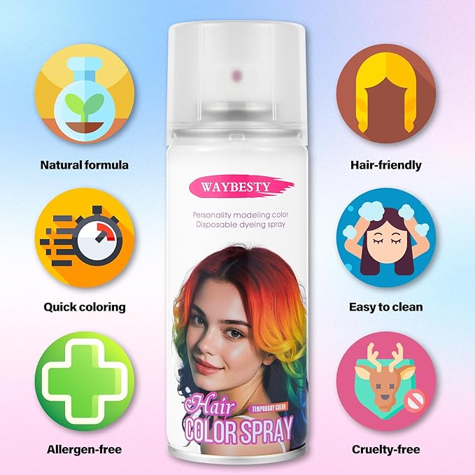 Temporary Hair Color Spray For Kids Women Men, Washable Hair Dye Spray One-Day Hair Color Wax For Cosplay Party DIY, Christmas Party, Halloween Crazy Hair Day (Green, 4.06 oz)