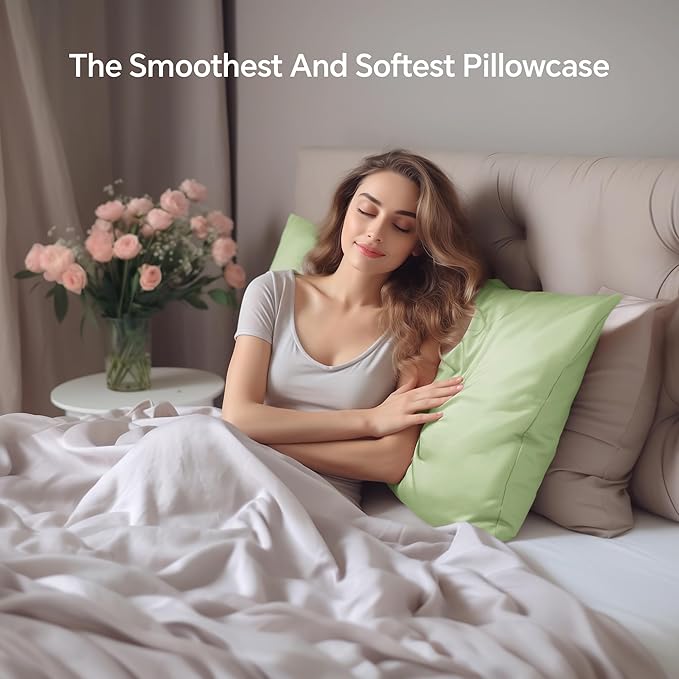 INFIIXSO Mulberry Silk Pillowcase for Hair and Skin, Silk Pillow Cases Queen Size with Hidden Zipper 20"x30", Extraordinary Smooth and Soft Cooling Pillow Cases for Hot Sleepers(Sage Green, 1 Pack)