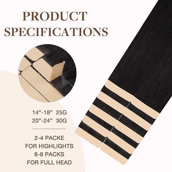 GOO GOO Tape in Hair Extensions Human Hair, 2 Dark Brown, 18inch 25g 10pcs, Skin Weft Seamless Invisible, Silky Straight with Thick Ends, Remy Human Hair
