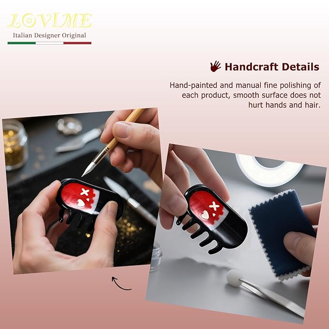 Italian Designer Original Mini Hair Claw Clips for Women - Gothic Hair Accessories-Pill, Nonslip Plant-Based Acetate, Gift Box, Daily/Party