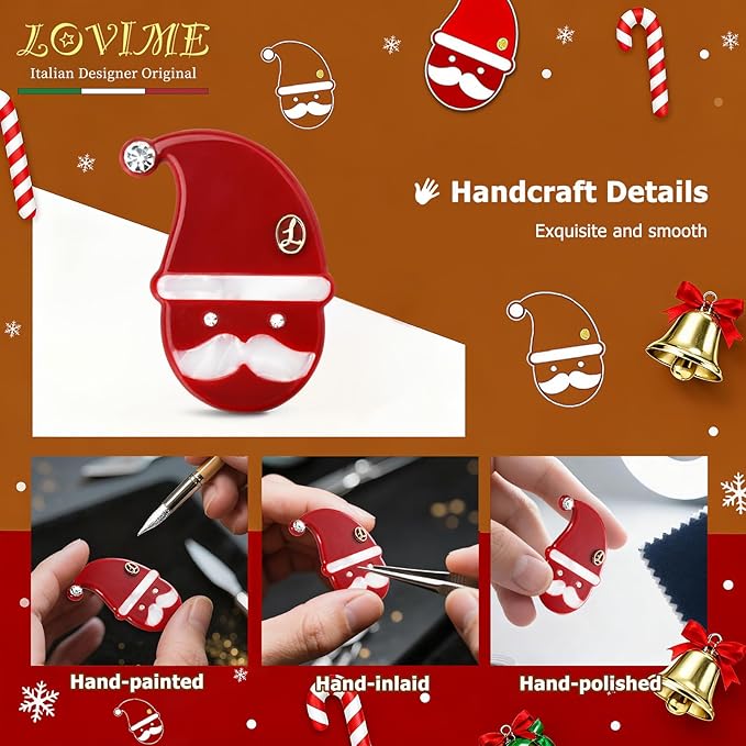 Premium Christmas Hair Clips for Women, Small Cute Acetate Hair Duckbill Clips for Girls, Kids Hair Accessories for Girls with Gift Box-SANTA SMILES