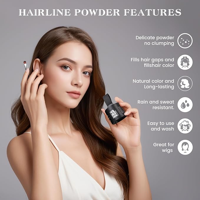 Hairline Shadow Powder, Light Brown, Root Touch Up Powder for Instantly Gray Hair Cover Up, Women Color Root Coverage for Thinning Grey, Mens Roots Concealer for Hair Loss Beard Line, #1